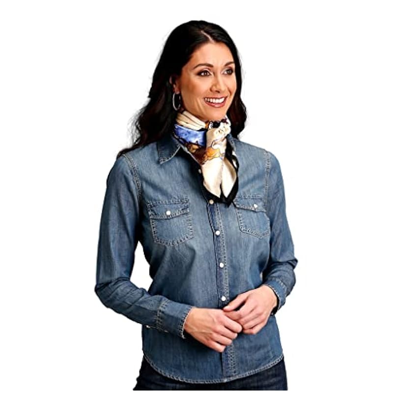 ‎womens Tops, Tees & Blouses Stetson Stetson Western Shirt Women L/S Denim Snap XS Blue 11-050-0594-6026 BU