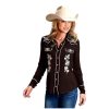 ‎womens Tops, Tees & Blouses Stetson Stetson Western Shirt Womens L/S Snap XS Brown 11-050-0565-7038 BR