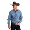 Stetson Western Shirt Mens L/S Print L Blue 11-001-0425-6065 BU ‎mens Shirts Stetson