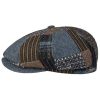 Stetson Hats & Caps ‎mens Stetson Hatteras Classic Patchwork Flat Cap Men - Made in The EU Brown-blue