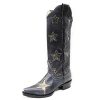Stetson Boots ‎womens Stetson Big Star Ladies Black Leather Gold Underlay Cowboy Boots 6 M