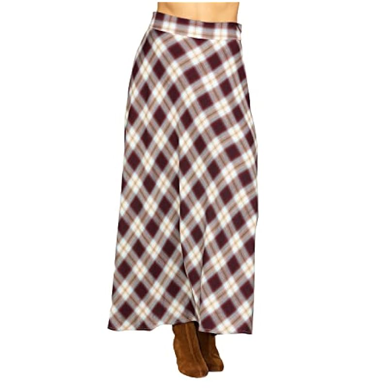 Stetson Skirts ‎womens Stetson Women's Plaid Print Maxi Skirt Brown X-Small