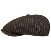 Stetson 8 Panel Woolen Stripe Flat Cap Men - Made in Germany Dark Brown Stetson ‎mens Hats & Caps