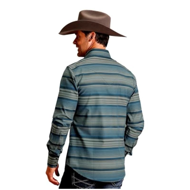 Stetson Western Shirt Mens L/S Stripe 3XL Brown 11-001-0476-0183 BR Stetson ‎mens Shirts