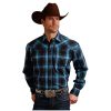 ‎mens Shirts Stetson Stetson Twill Mens Blue 100% Cotton Brown Plaid L/S Shirt S
