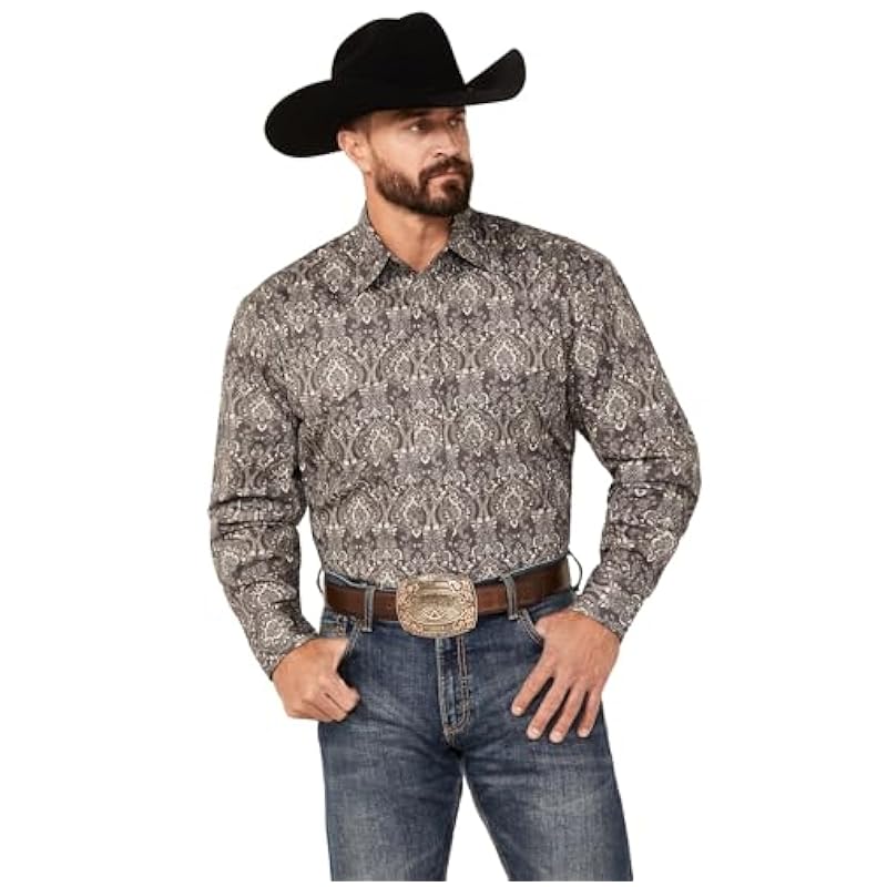 Stetson Stetson Vintage Damask Grey Paisley - Mens Shirt Grey Shirts