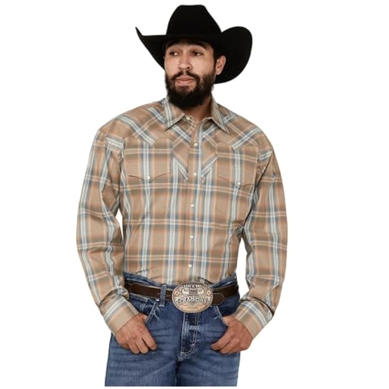 Stetson Western Shirt Mens L/S Snap Plaid L Brown 11-001-0478-2041 BR Stetson ‎mens Shirts