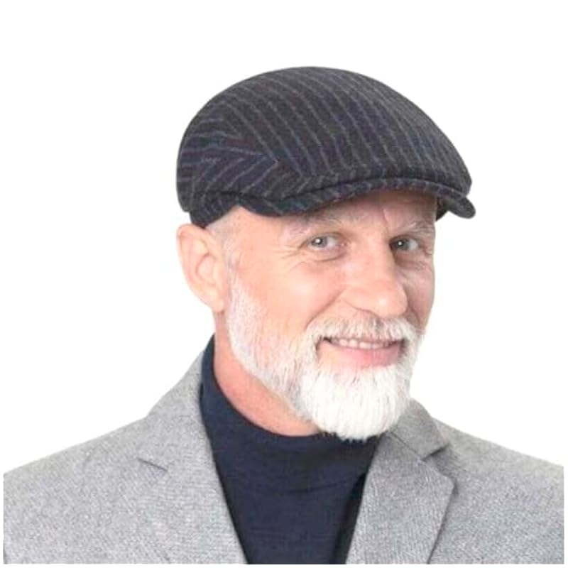 Stetson Woolen Stripe Driver Flat Cap Men - Made in Germany Navy Stetson ‎mens Hats & Caps