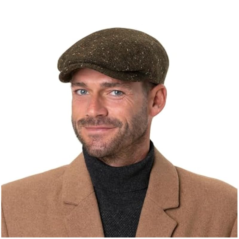 ‎mens Hats & Caps Stetson Stetson Standsfield Virgin Wool Flat Cap Men - Made in The EU Olive
