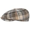 ‎mens Hats & Caps Stetson Stetson Hatteras Alpaca Wool Check Flat Cap Men Beige-Black 7 1/8