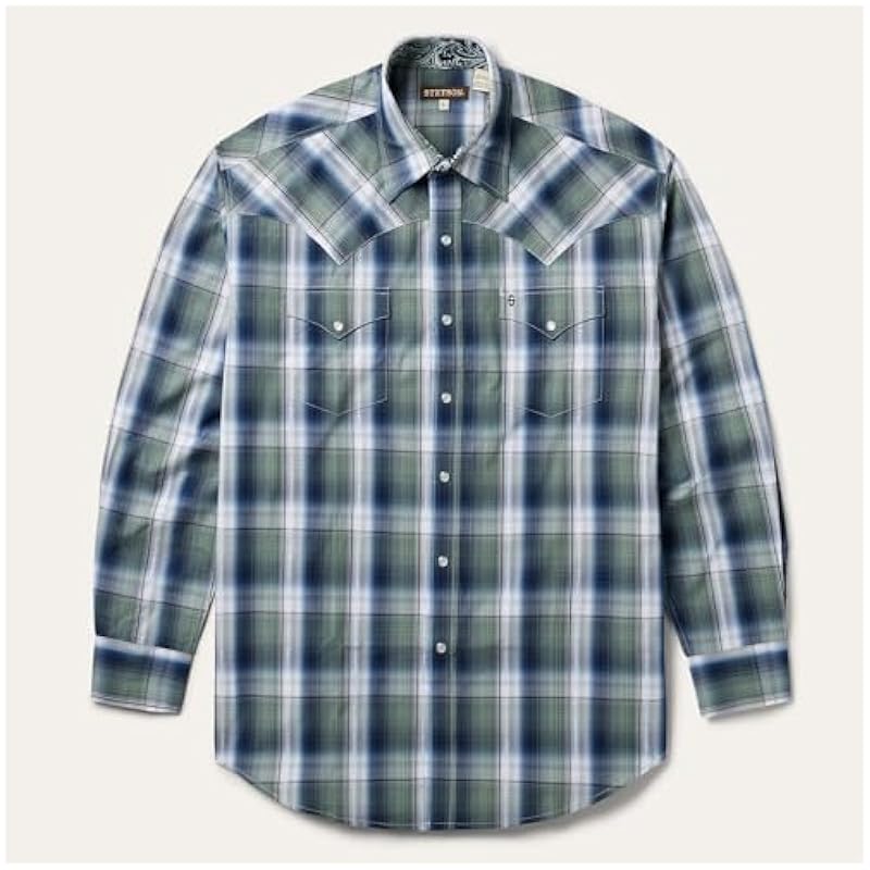 Stetson Mens Green 100% Cotton Lucky Diamond L/S 2 Pkt Shirt S Stetson ‎mens Shirts