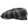 Stetson Hatteras Shadow Plaid Flat Cap Women/Men - Blue Stetson ‎womens Hats & Caps