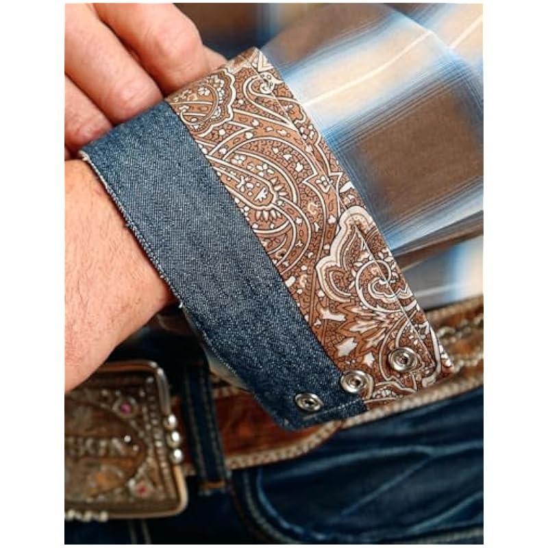 Stetson Stetson Western Shirt Mens L/S Sierra 3XL Brown 11-001-0478-6010 BR ‎mens Shirts