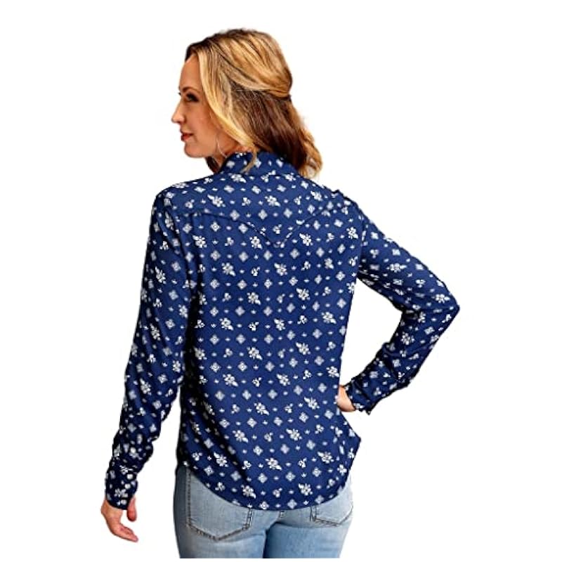 Stetson Stetson Western Shirt Womens L/S Ditzy L Blue 11-050-0590-0423 BU ‎womens Tops, Tees & Blouses