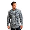Stetson Western Shirt Mens Long Sleeve Marine Blue 11-001-0526-1058 BU Blue Stetson Shirts