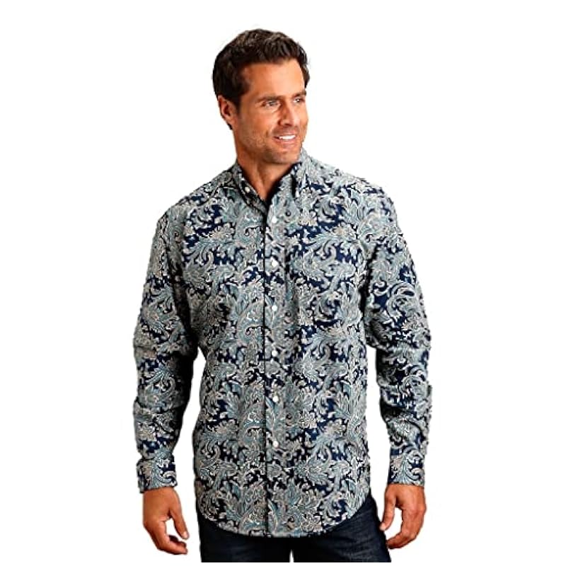 Stetson Western Shirt Mens Long Sleeve Marine Blue 11-001-0526-1058 BU Blue Stetson Shirts