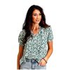 ‎womens Tops, Tees & Blouses Stetson Stetson Western Shirt Womens S/S Peasant XS Jade 11-051-0590-0516 GR