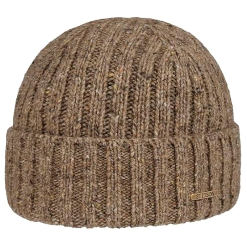 Stetson Hats & Caps ‎mens Stetson Donegal Beanie Hat with Cuff Men - Made in Italy Dark Beige