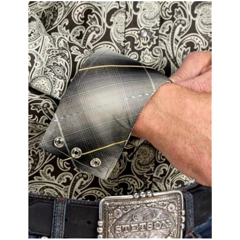 ‎mens Shirts Stetson Stetson Paisley Print Grey - Mens Shirt