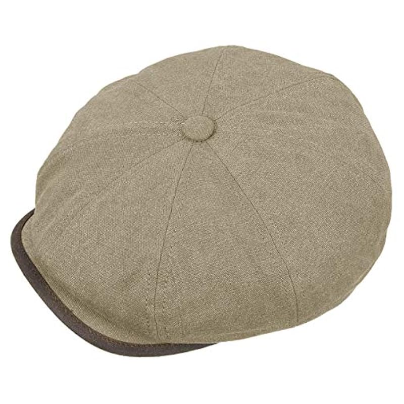 ‎mens Hats & Caps Stetson Stetson Hatteras Seward Canvas Flat Cap Men Beige 7 1/2-7 5/8