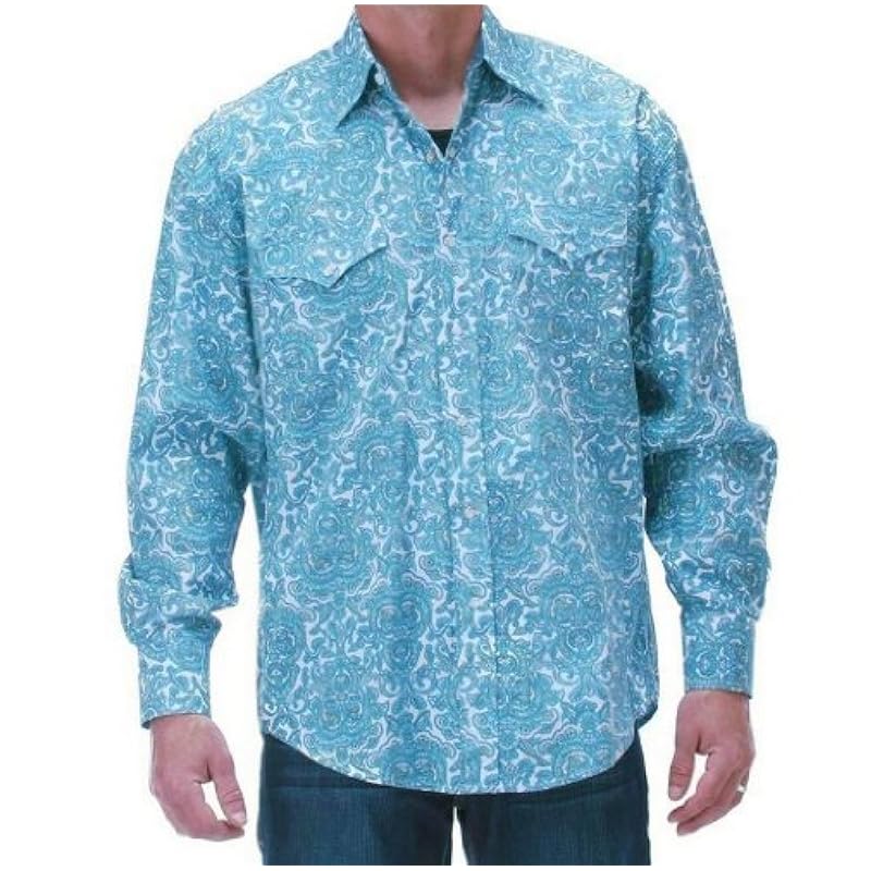 Stetson Aqua Paisley Print On Poplin Men146s Collection- Spring Iii (s) 11-001-0425-0274BU ‎mens Shirts Stetson