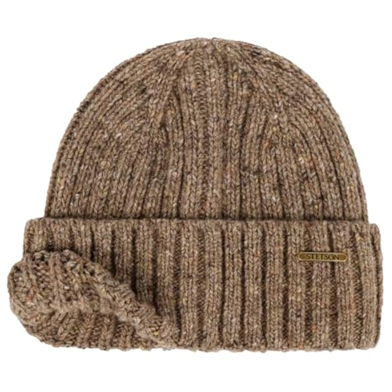 Stetson Hats & Caps ‎mens Stetson Donegal Beanie Hat with Cuff Men - Made in Italy Dark Beige