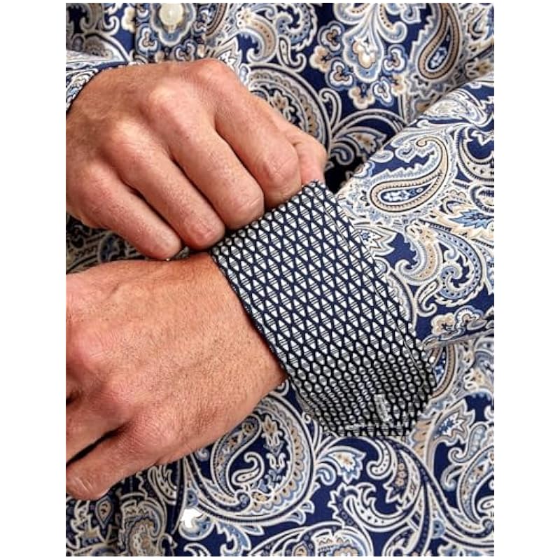 Stetson Western Shirt Mens L/S Paisley M Blue 11-001-0526-2051 BU ‎mens Shirts Stetson