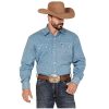 Stetson Shirts ‎mens Stetson Mens Blue 100% Cotton Micro Chip L/S Shirt Blue
