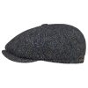 Stetson Hats & Caps ‎mens Stetson Hatteras Herringbone Stripe Flat Cap Men - Made in The EU Navy