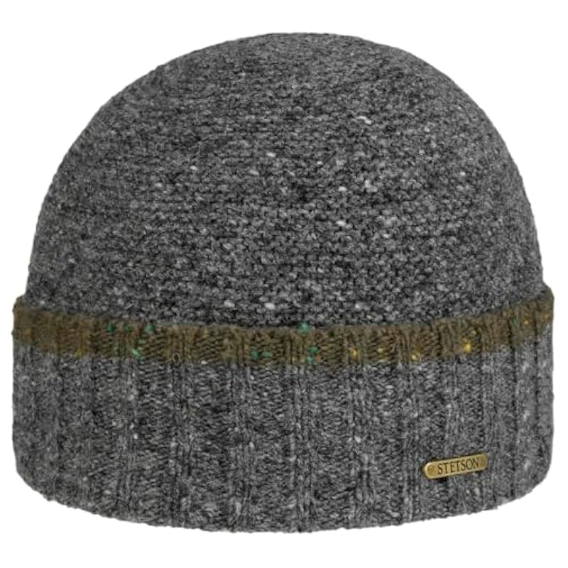 Stetson Hats & Caps ‎mens Stetson Donegal Wool Beanie with Cuff Men - Made in Italy Grey
