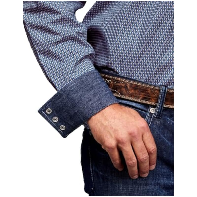 Stetson Stetson Diamond Neat Blue Print - Mens Shirt Small Shirts