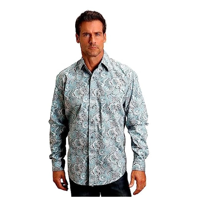 Stetson Shirts ‎mens Stetson Western Shirt Mens L/S Button M Blue 11-001-0526-4005 BU