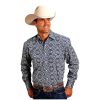 ‎mens Shirts Stetson Stetson Western Shirt Mens L/S Bandana M Blue 11-001-0425-4011 BU