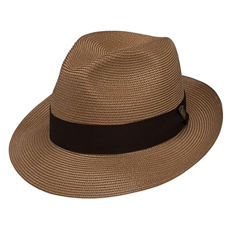 Stetson & Dobbs DSRBUD-1521 Men's Rosebud Straw Fedora Hat, Cognac - 7 1/8 Stetson ‎mens Hats & Caps