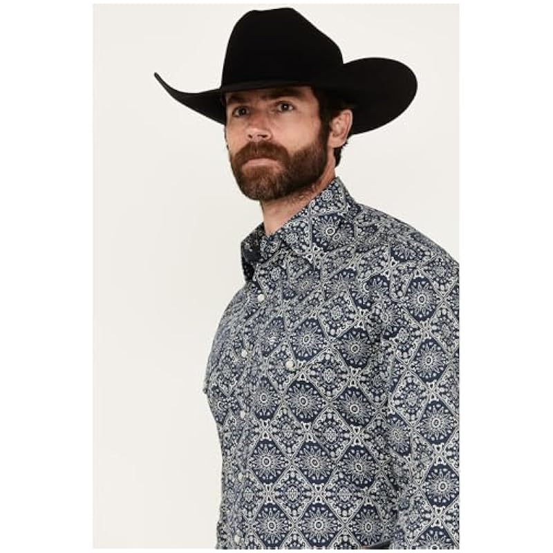 Stetson Western Shirt Mens L/S Bandana L Blue 11-001-0425-4011 BU ‎mens Shirts Stetson