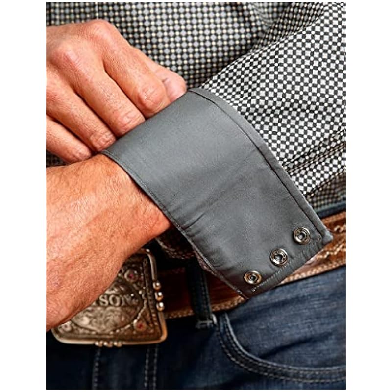 ‎mens Shirts Stetson Stetson Western Shirt Mens L/S Foulard Snap L Gray 11-001-0425-1051 GY