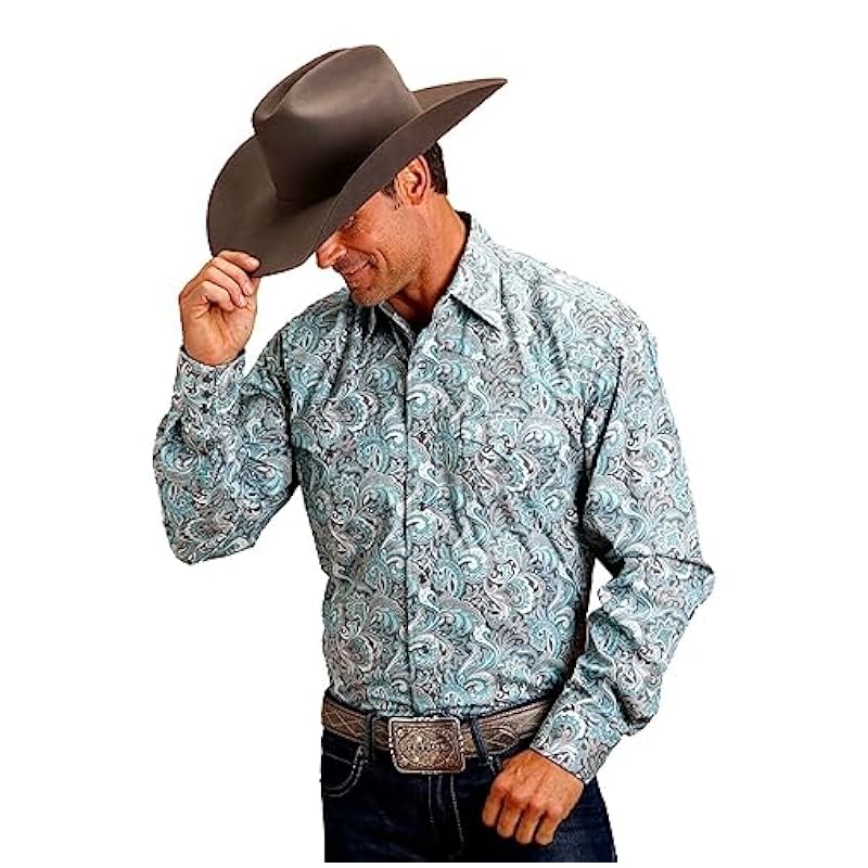 ‎mens Shirts Stetson Stetson Silver Sage Paisley - Mens Shirt