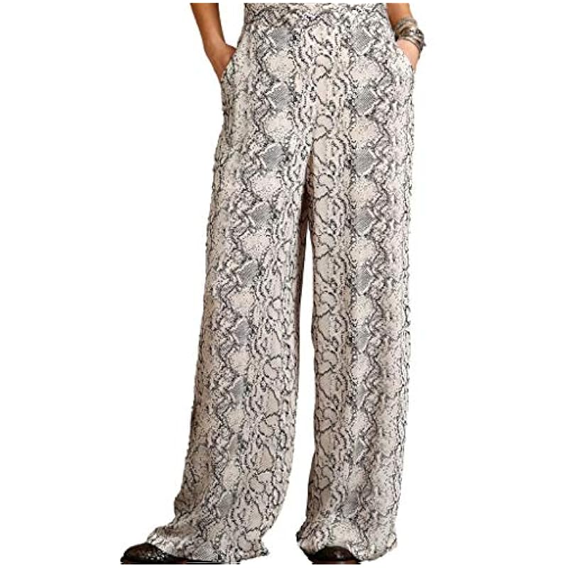 Stetson Women's Ivory Snake Print Wide Leg Pants Ivory X-Small Stetson ‎womens Pants