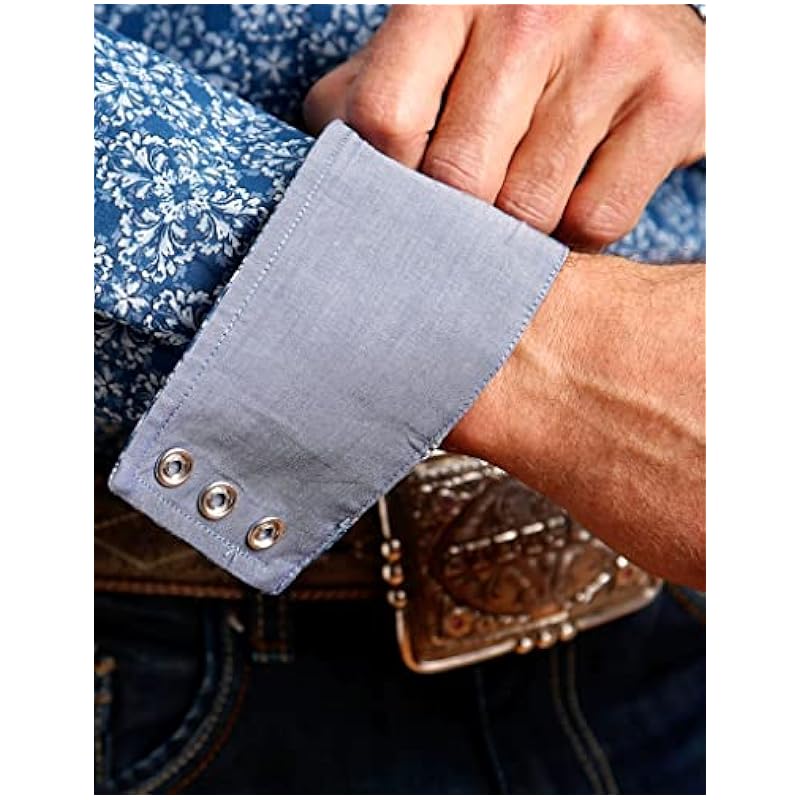 Stetson Western Shirt Mens L/S Print L Blue 11-001-0425-6065 BU ‎mens Shirts Stetson