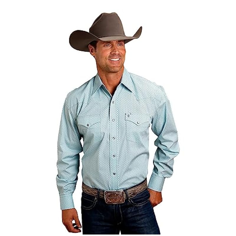 Stetson Shirts ‎mens Stetson Western Shirt Mens L/S Diamond Blue 11-001-0425-4007 BU Blue