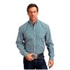 Stetson Shirts ‎mens Stetson Western Shirt Mens L/S Hex Key LT Green 11-001-0826-6002 GR
