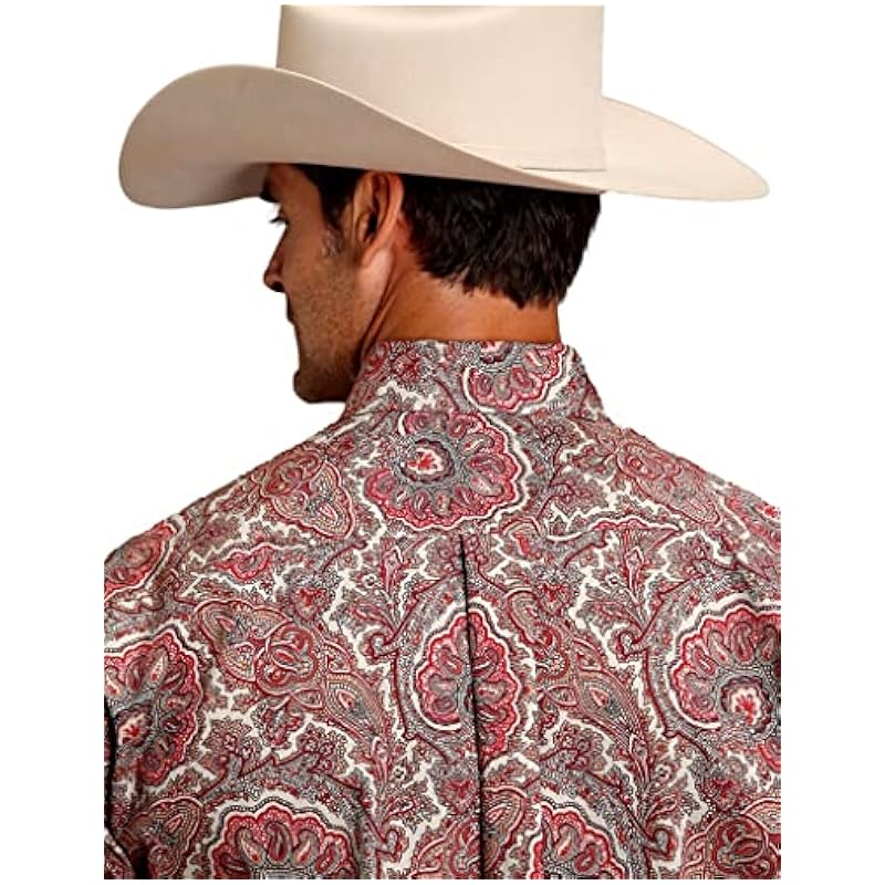 Shirts Stetson Stetson Western Shirt Mens L/S Button Paisley Red 11-001-0526-5015 RE Red