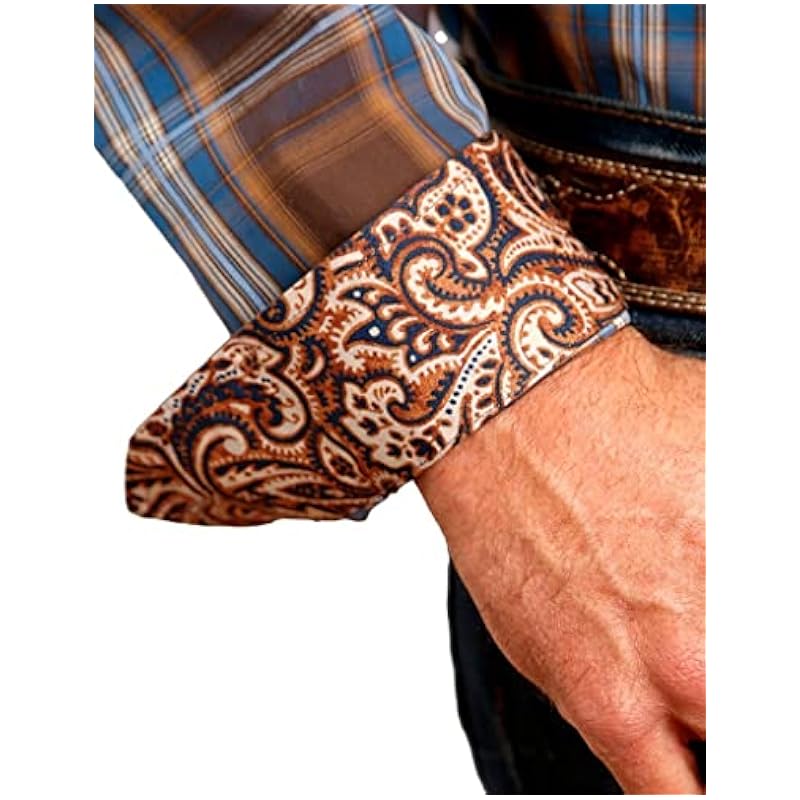‎mens Shirts Stetson Stetson Western Shirt Mens L/S Plaid XL Brown 11-001-0579-6044 BR