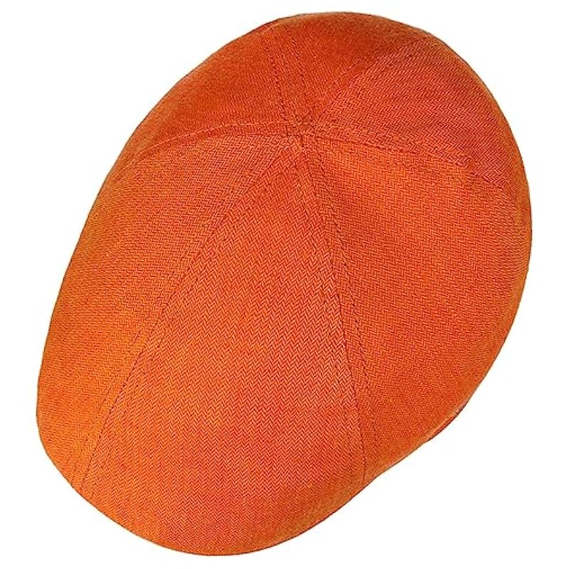 Stetson Hats & Caps ‎mens Stetson Texas Descott Linen Flat Cap Men - Made in The EU Orange