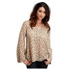 Stetson 0567 Rayon Crepe Leopard Print Blouse Brown Large Stetson ‎womens Tops, Tees & Blouses