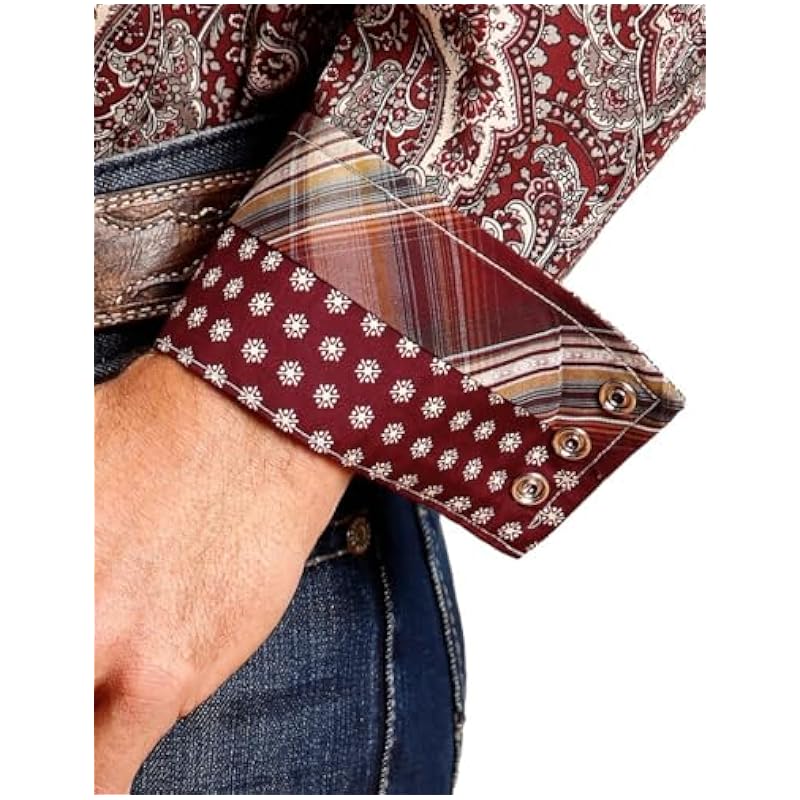 Stetson Western Shirt Mens L/S Paisley XL Wine 11-001-0425-0173 WI ‎mens Shirts Stetson