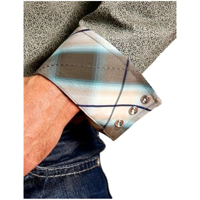 Stetson Green Tonal Tile Print - Mens Shirt Green Stetson Shirts