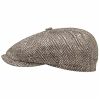 Stetson Hats & Caps ‎mens Stetson Hatteras Herringbone Silk Flat Cap Men - Made in Germany Brown