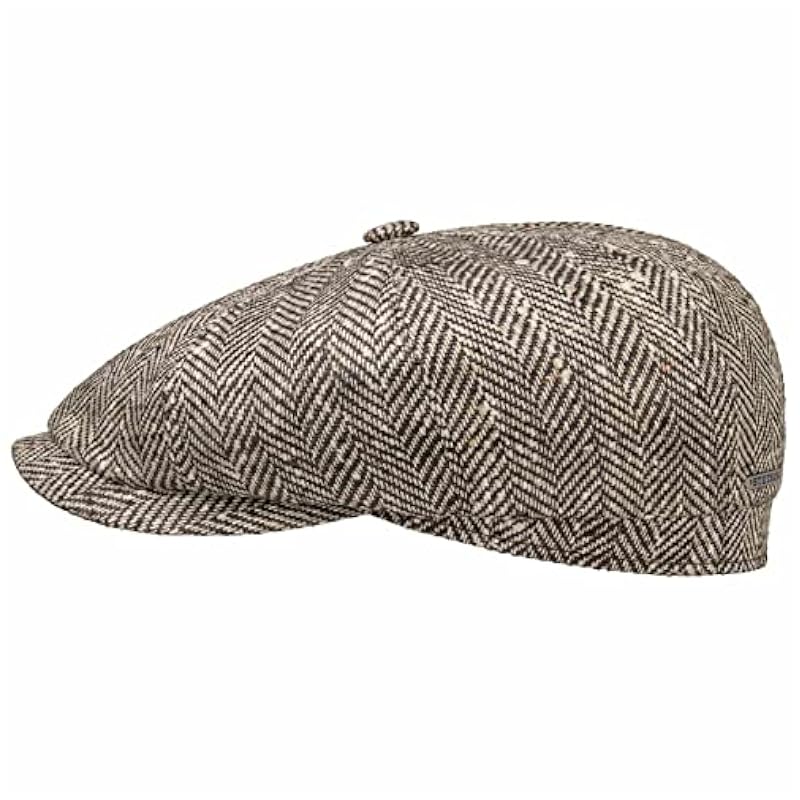 Stetson Hats & Caps ‎mens Stetson Hatteras Herringbone Silk Flat Cap Men - Made in Germany Brown