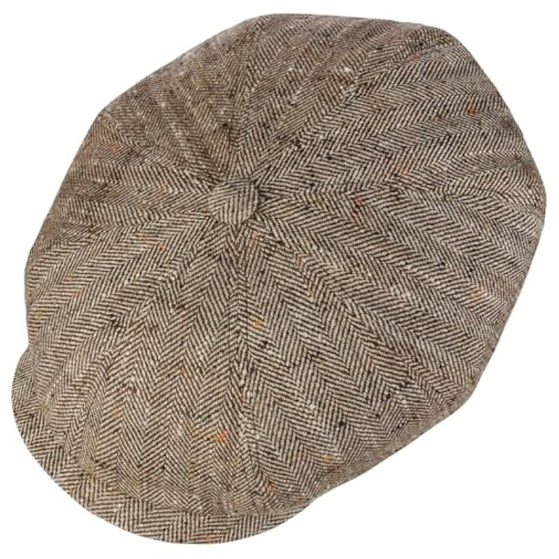 Stetson Hats & Caps ‎mens Stetson Hatteras Tweed Herringbone Flat Cap Men - Made in Germany Brown